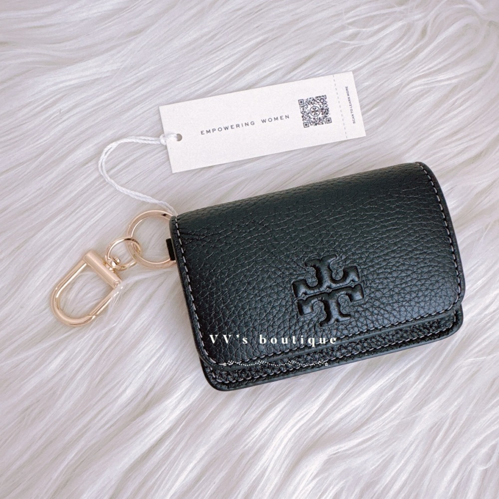 NWT Tory Burch Thea Flap ID Card Case Wallet Black 159428